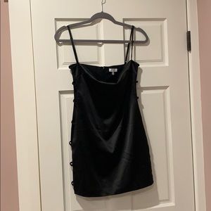 Black slip side slit dress